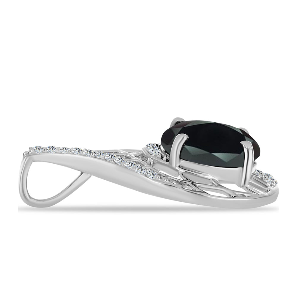 Silberanhänger mit Obsidian und weißem Topas