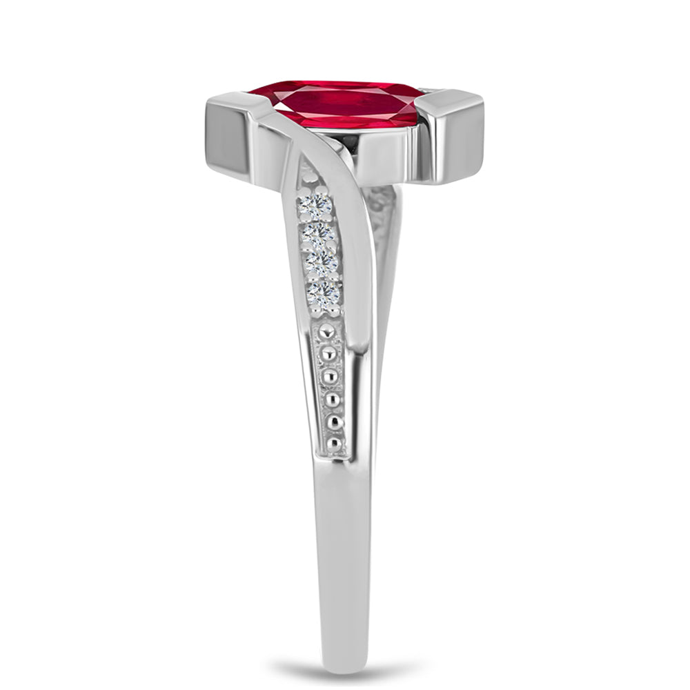 Silberring mit Rubin aus Madagaskar und weißem Topas