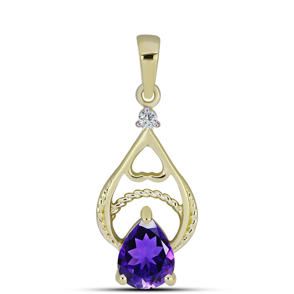 Goldplattierter Silberanhänger mit marokkanischem Amethyst und weißem Topas