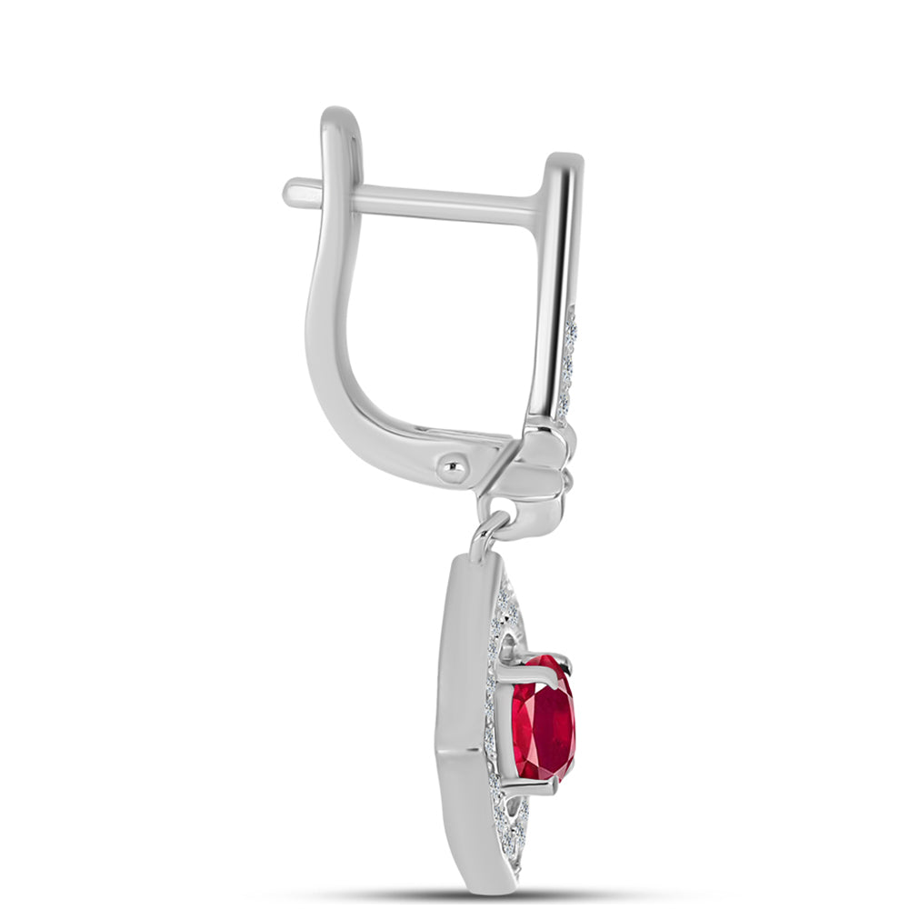 Silberohrringe mit Rubin aus Madagaskar und weißem Topas