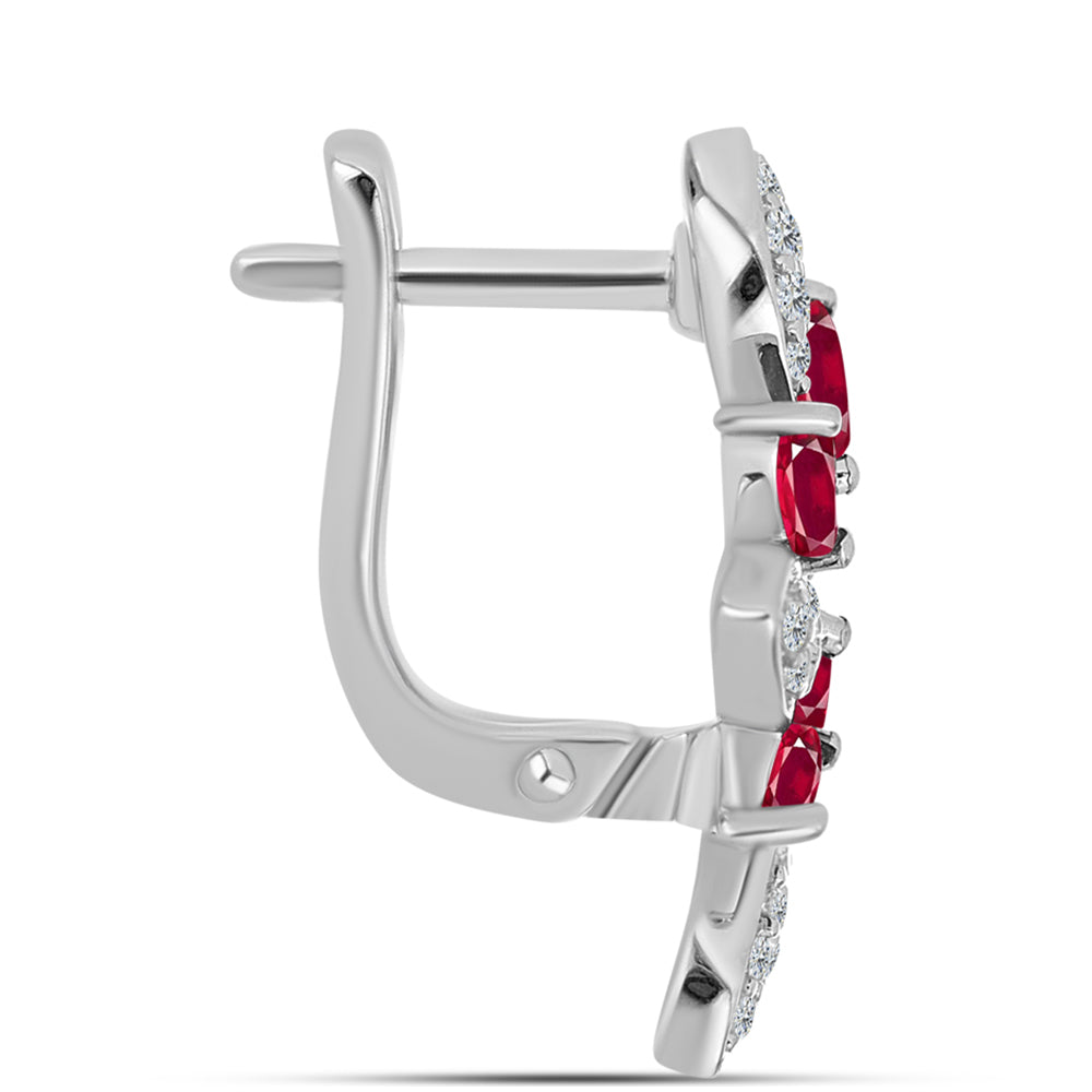 Silberohrringe mit Rubin aus Madagaskar und weißem Topas