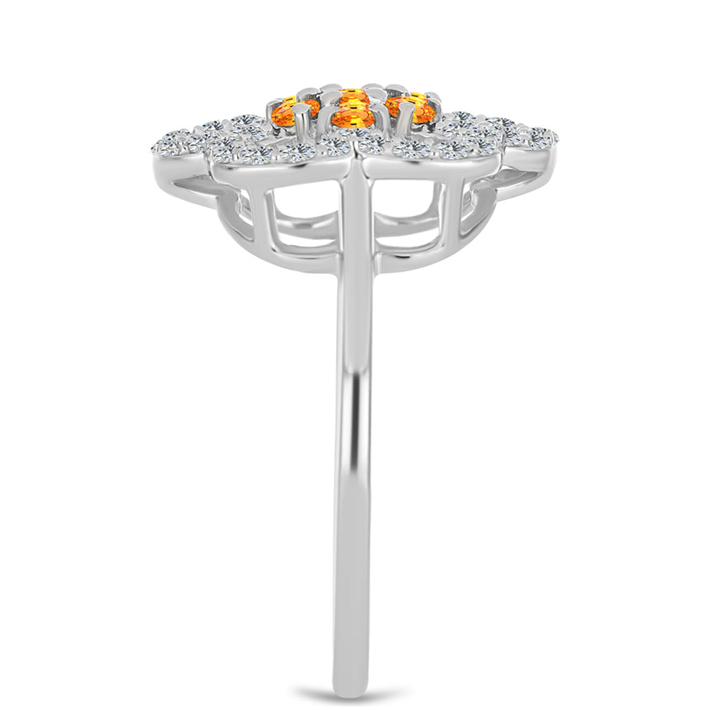 Silberring mit Padparadscha Saphir und weißem Topas
