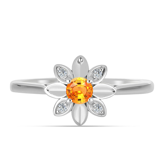 Silberring mit Padparadscha Saphir und weißem Topas