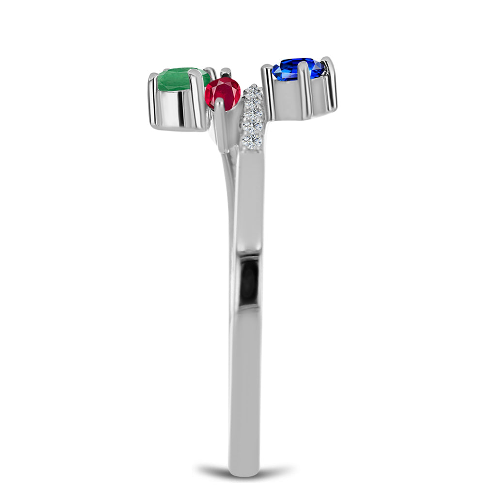 schmuckgarnitur aus Silber mit Rubin aus Madagaskar und brasilianischem Smaragd