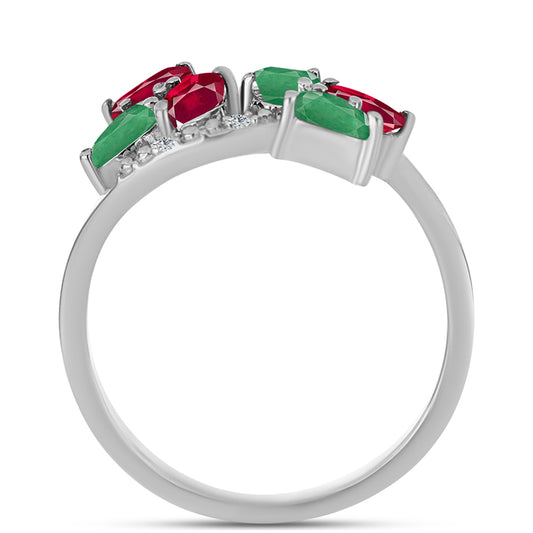 Silberring mit Rubin aus Madagaskar und brasilianischem Smaragd