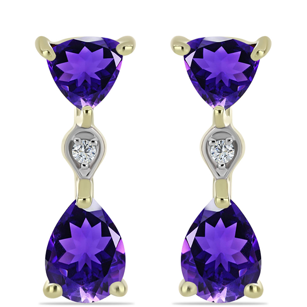 Goldplattierte Silberohrringe mit marokkanischem Amethyst und weißem Topas