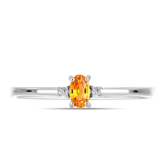 Silberring mit Padparadscha Saphir und weißem Topas