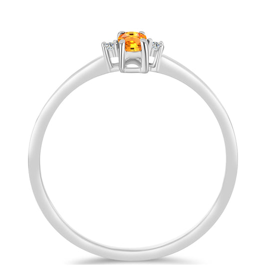 Silberring mit Padparadscha Saphir und weißem Topas