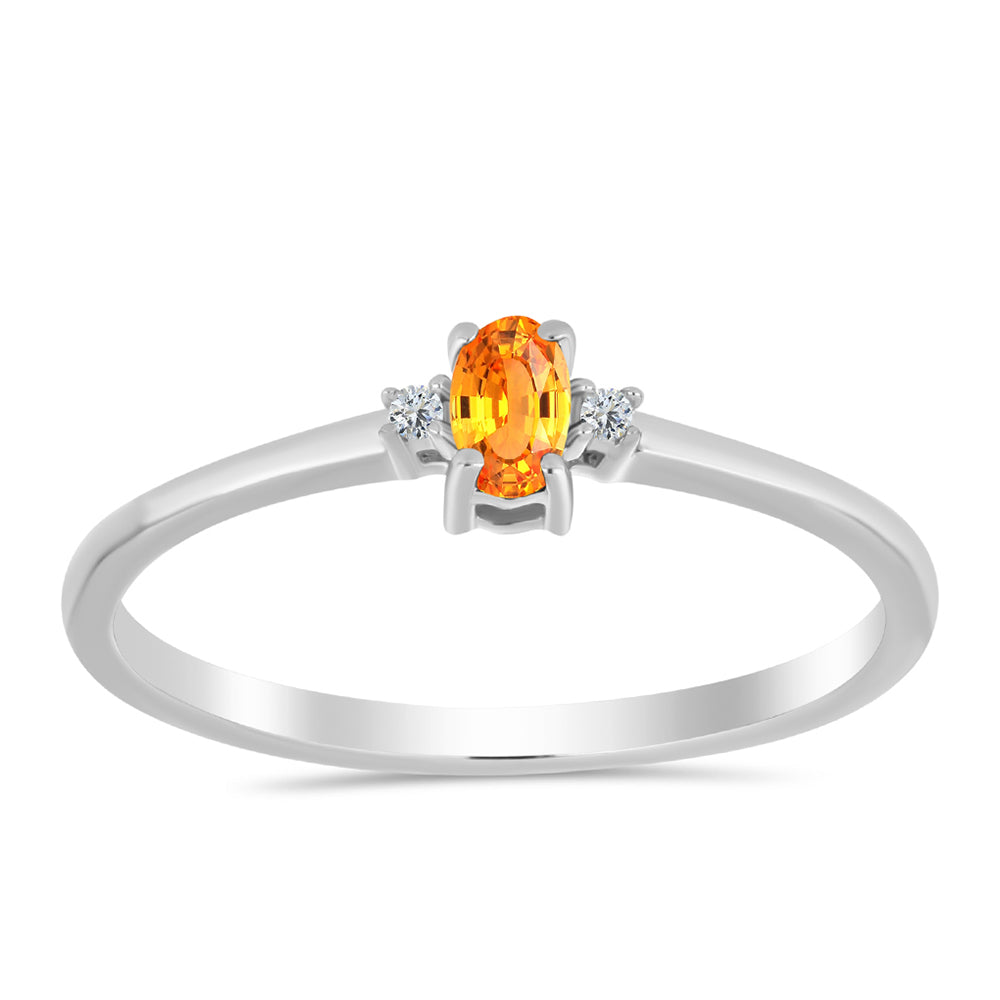 Silberring mit Padparadscha Saphir und weißem Topas