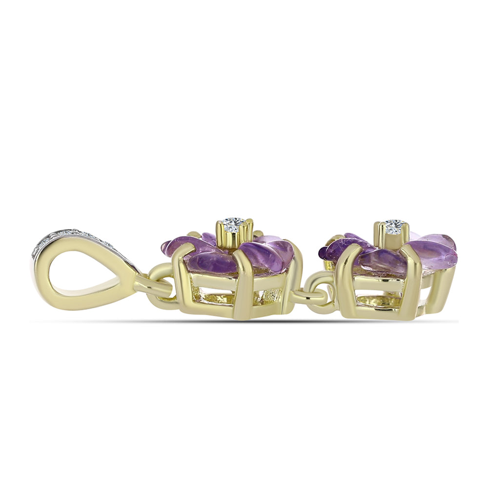 Goldplattierter Silberanhänger mit marokkanischem Amethyst und brasilianischem Amethyst