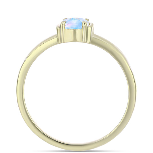 Goldplattierter Silberring mit Regenbogenmondstein