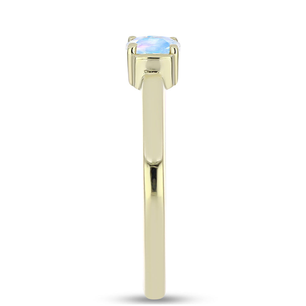 Goldplattierter Silberring mit Regenbogenmondstein