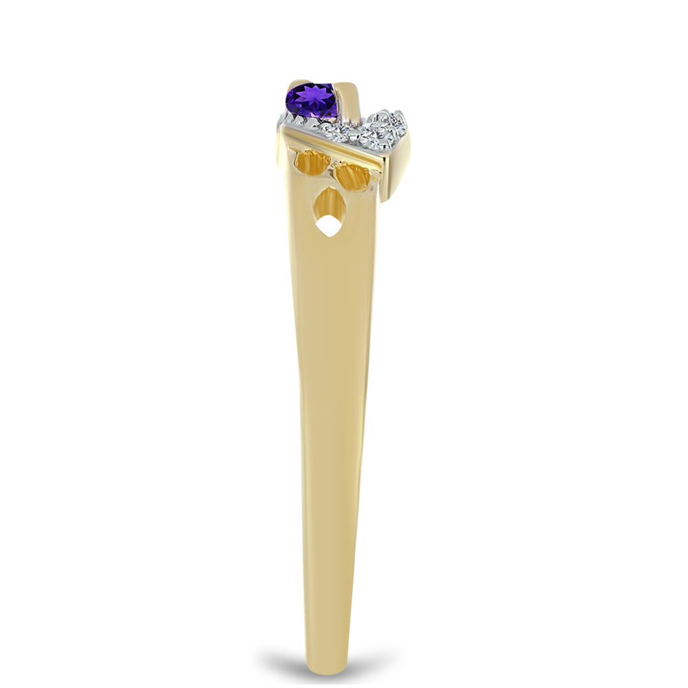 Goldplattierter Silberring mit marokkanischem Amethyst und weißem Topas