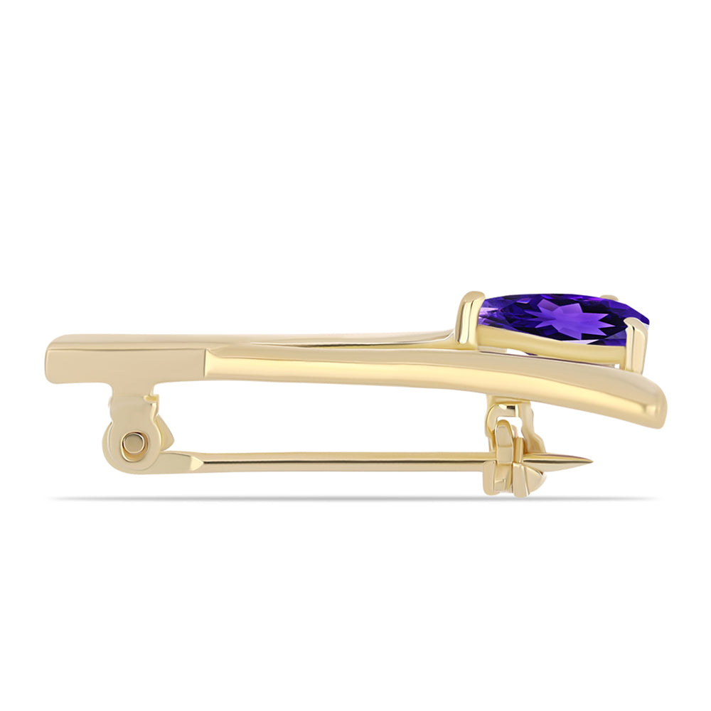 Goldplattierte Silberbrosche mit marokkanischem Amethyst