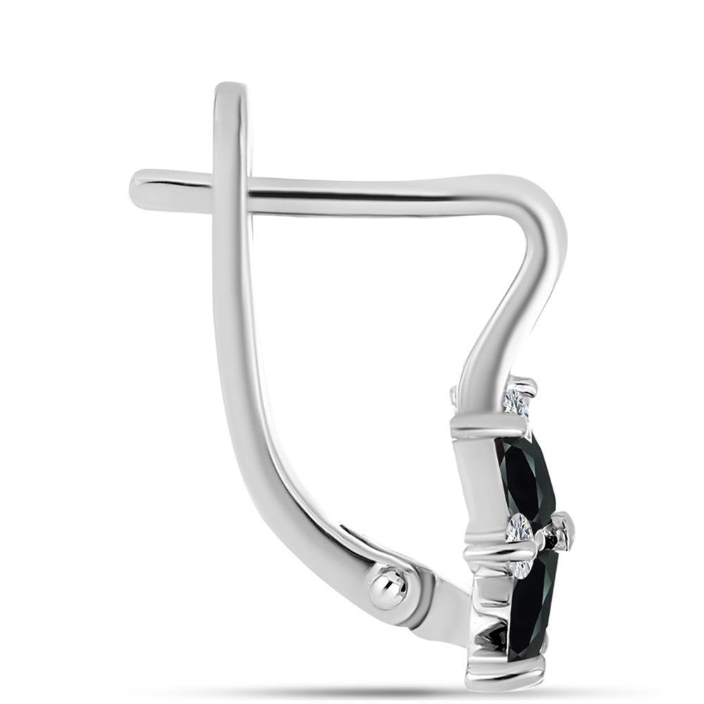 Silberohrringe mit Obsidian und weißem Topas