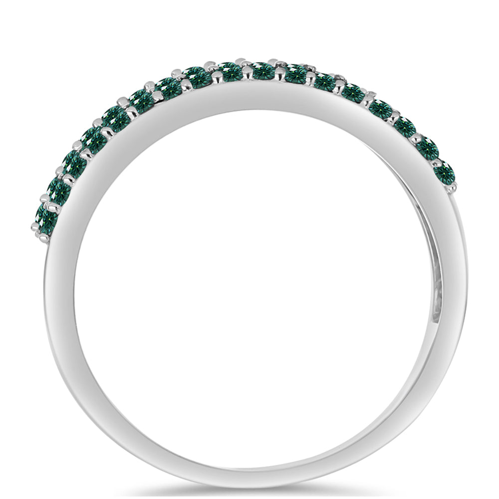 Silberring mit grünlich-meerblauem Moissanit