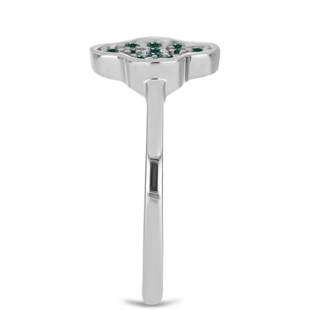 Silberring mit grünlich-meerblauem Moissanit