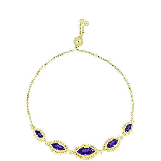 Goldplattiertes Silberarmband mit marokkanischem Amethyst