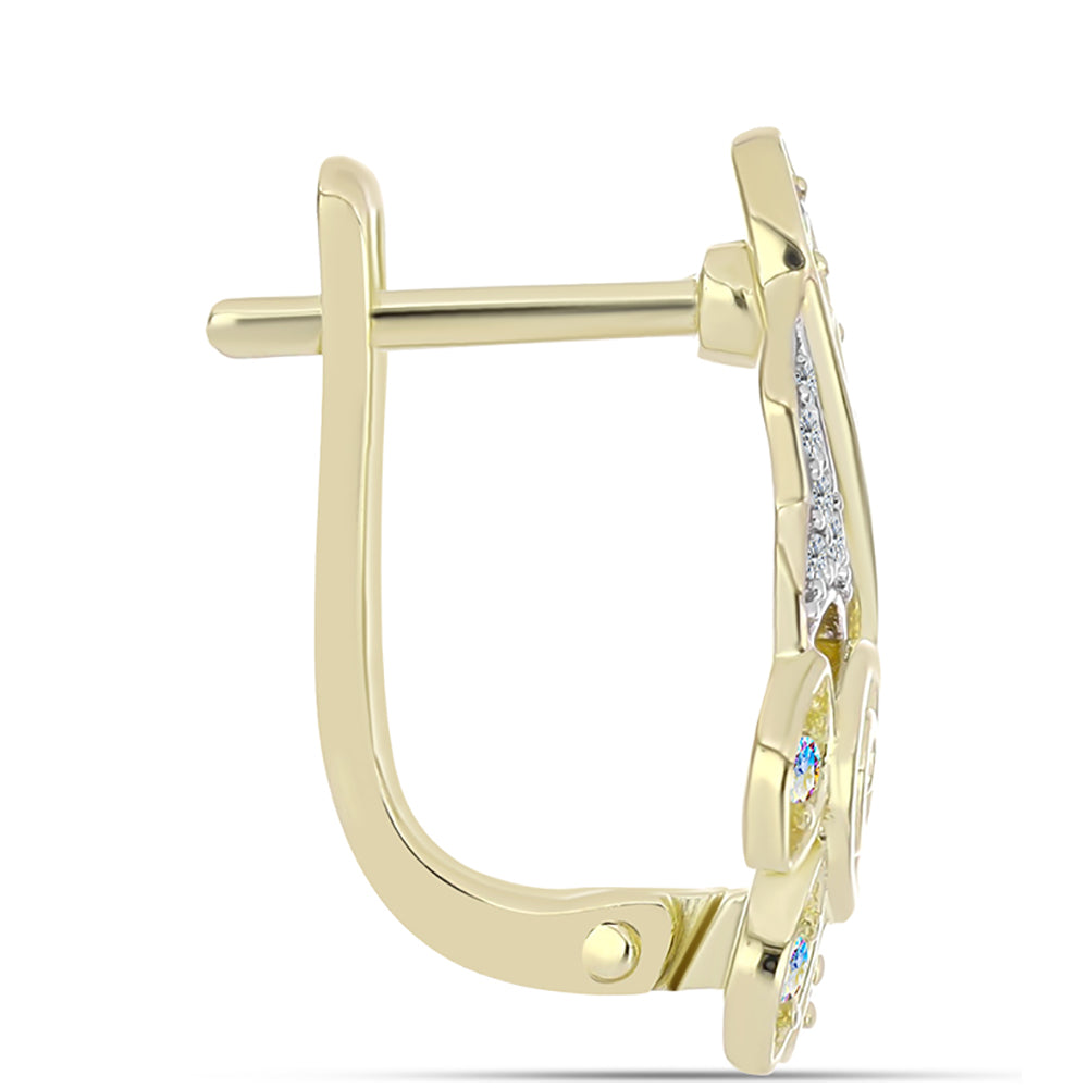 Goldplattierte Silberohrringe mit Eis-Moissanit und weißem Topas 2