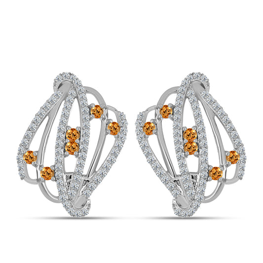 Silberohrringe mit Kaiserlichem Gelben Topas und weißem Topas