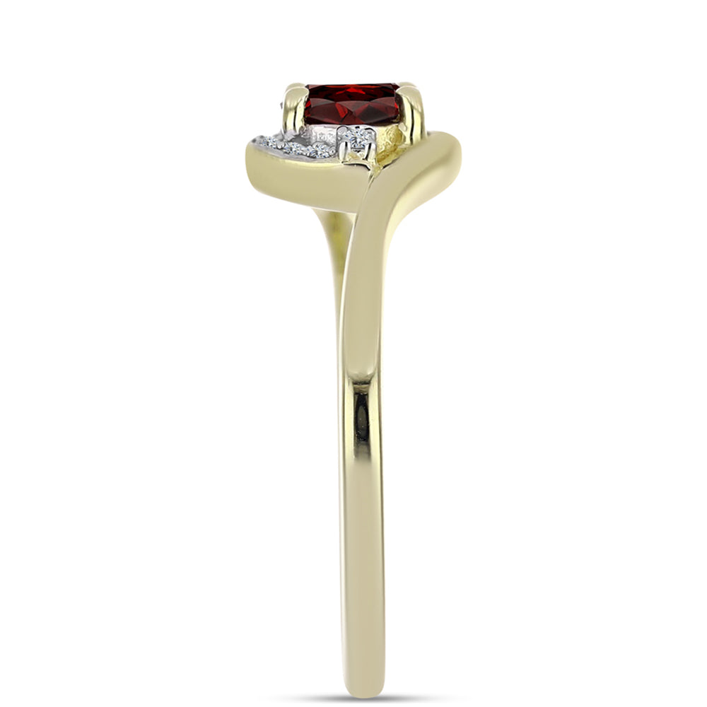 Goldplattierter Silberring mit Barton Granat und weißem Topas