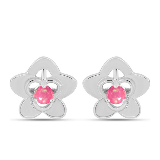 Silberohrringe mit rosa Opal aus Lega Dembi