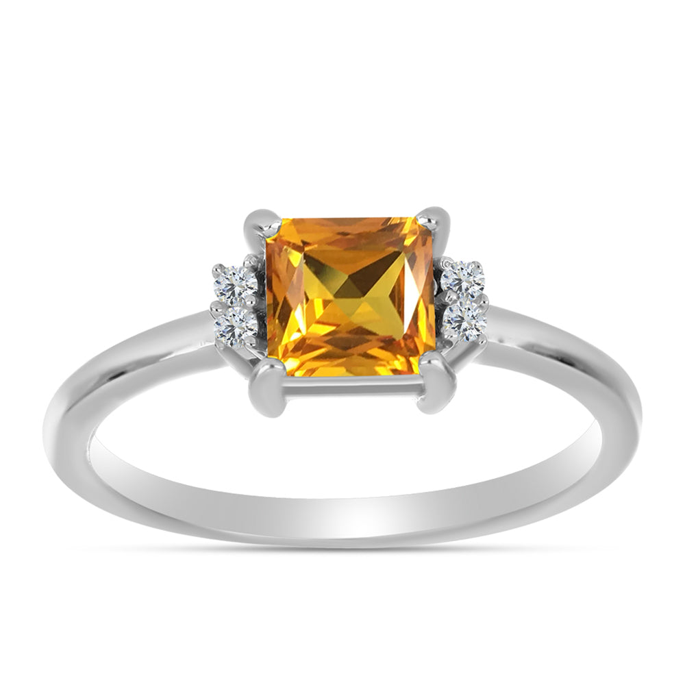 Silberring mit Kaiserlichem Gelben Topas und weißem Topas 3