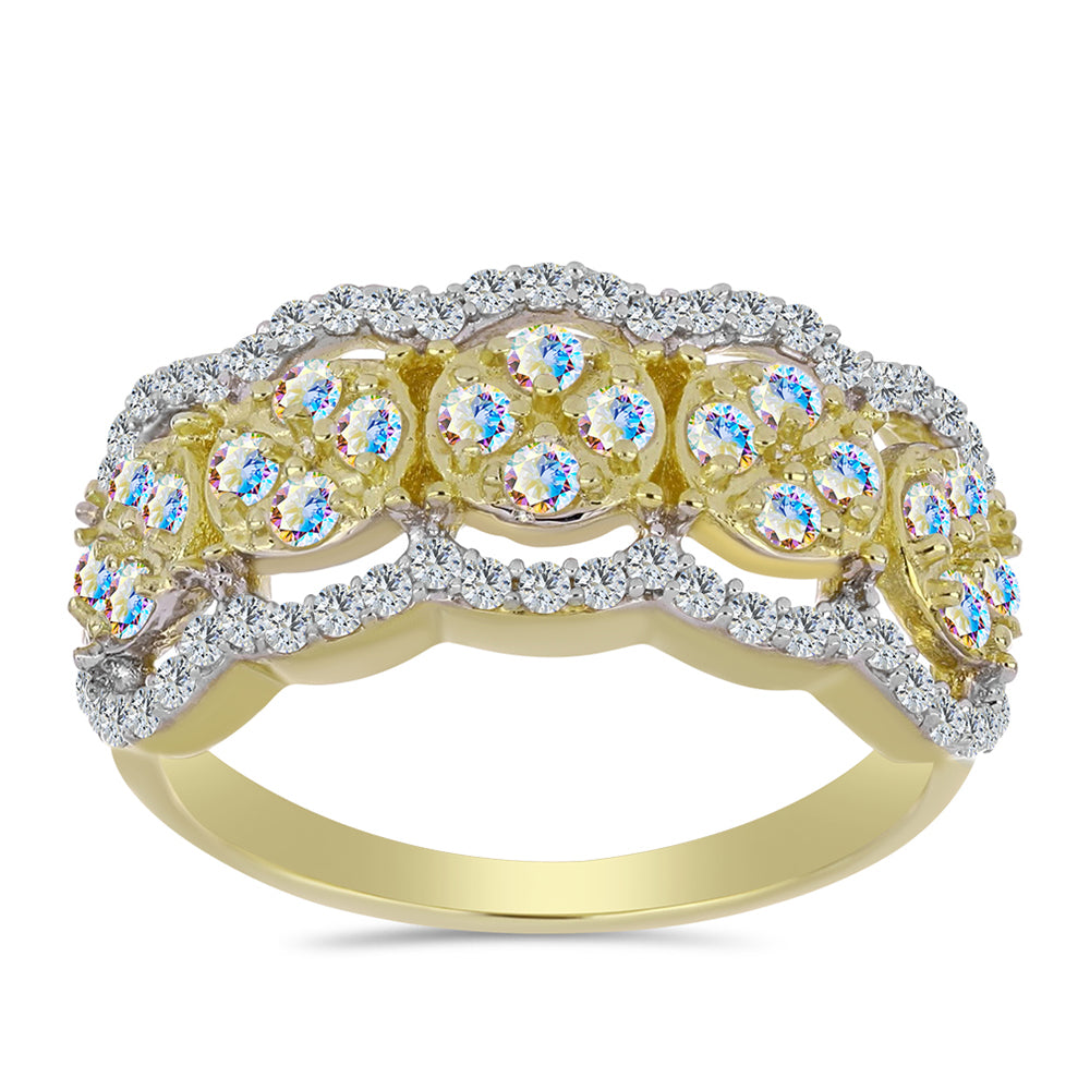 Goldplattierter Silberring mit Eis-Moissanit und weißem Topas 3