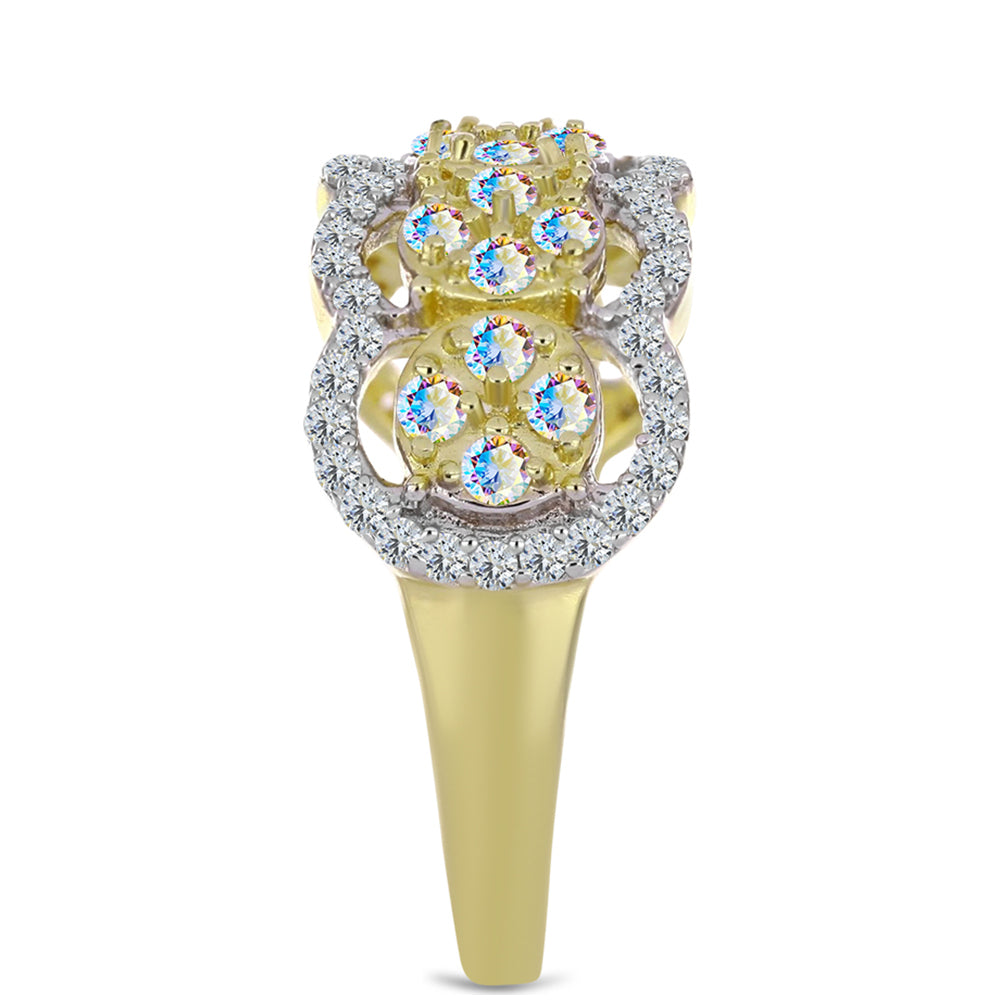 Goldplattierter Silberring mit Eis-Moissanit und weißem Topas 4