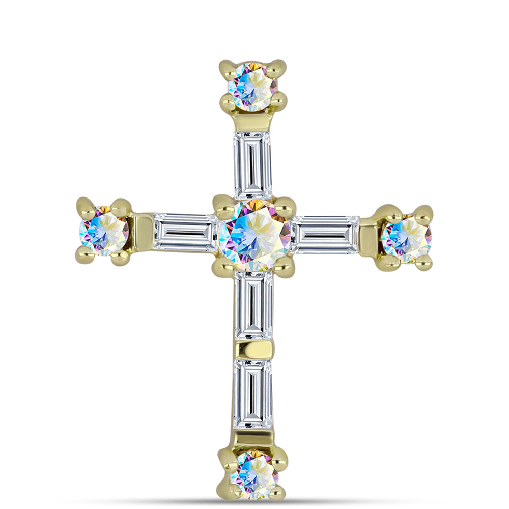 Goldplattierter Silberanhänger mit Eis-Moissanit und weißem Zirkon 1