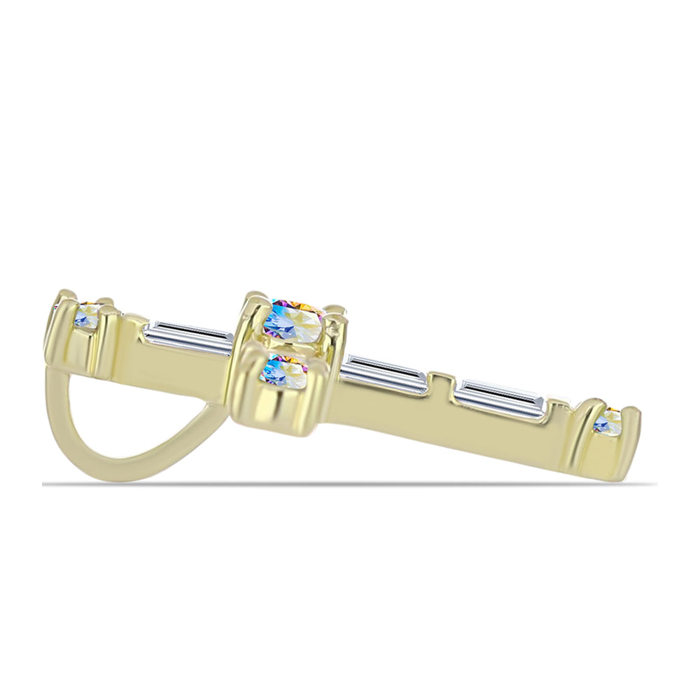 Goldplattierter Silberanhänger mit Eis-Moissanit und weißem Zirkon