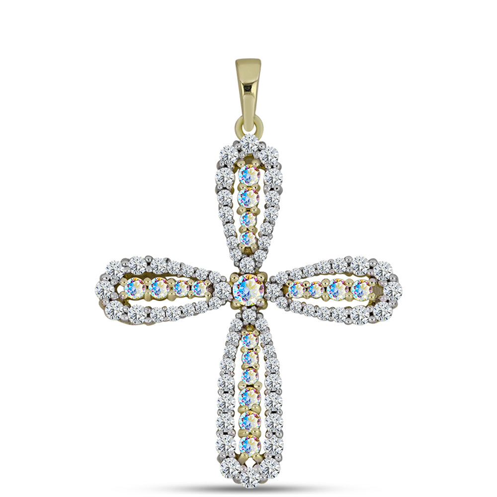 Goldplattierter Silberanhänger mit Eis-Moissanit und weißem Topas 1