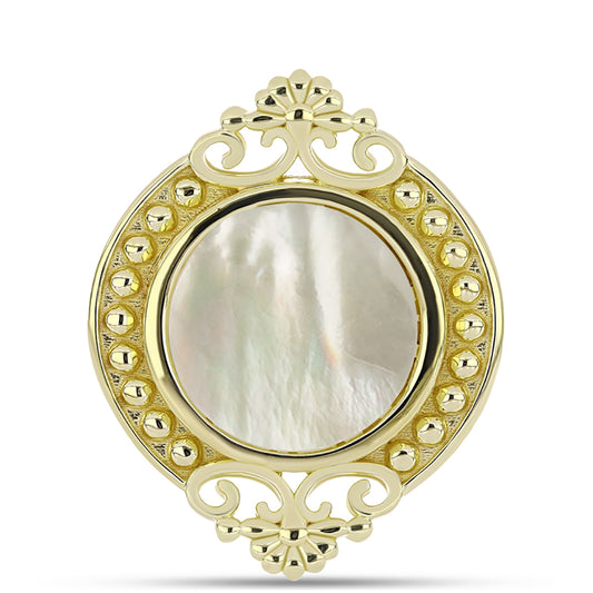 Goldplattierter Silberring mit Perlmutt