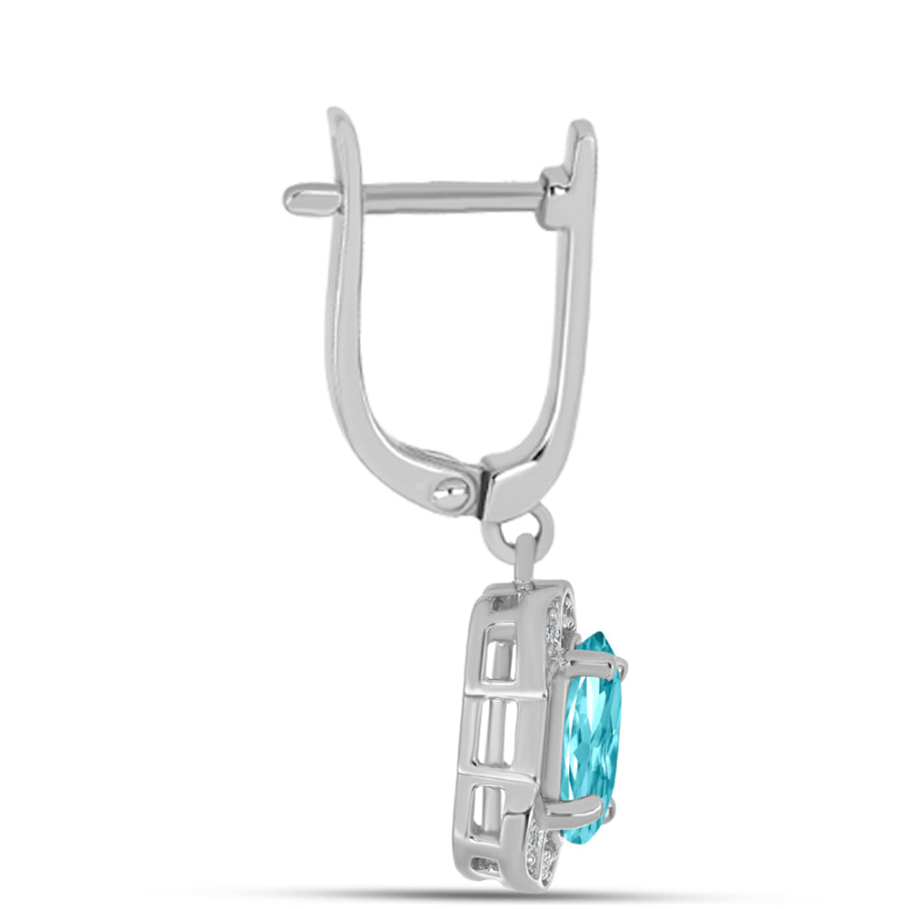 Silberohrringe mit Paraiba Quarz und weißem Topas