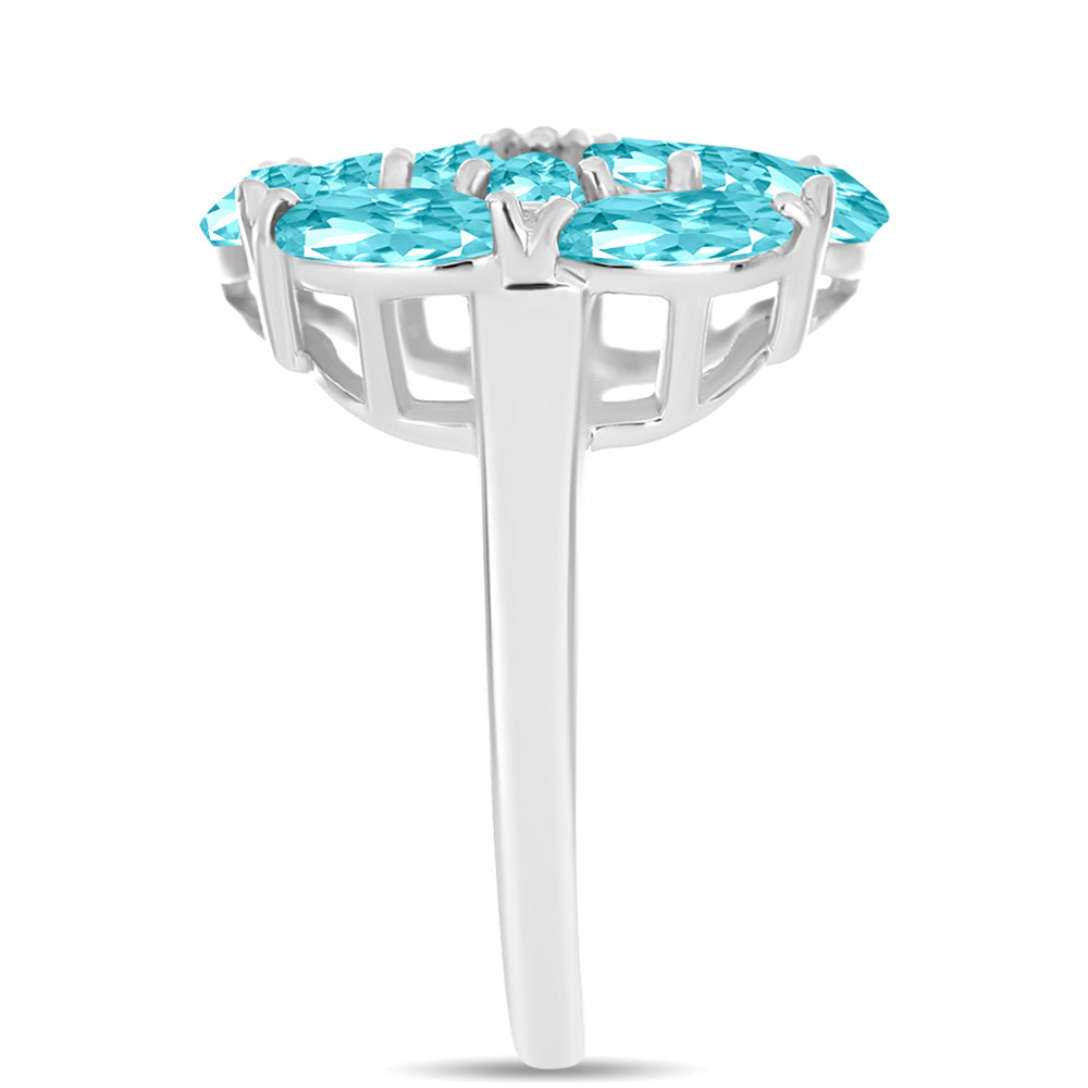 Silberring mit Paraiba Quarz und weißem Topas