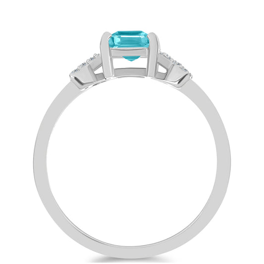 Silberring mit Paraiba Quarz und weißem Topas