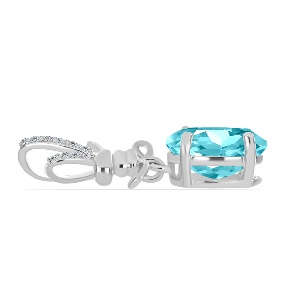 Silberanhänger mit Paraiba Quarz und weißem Topas