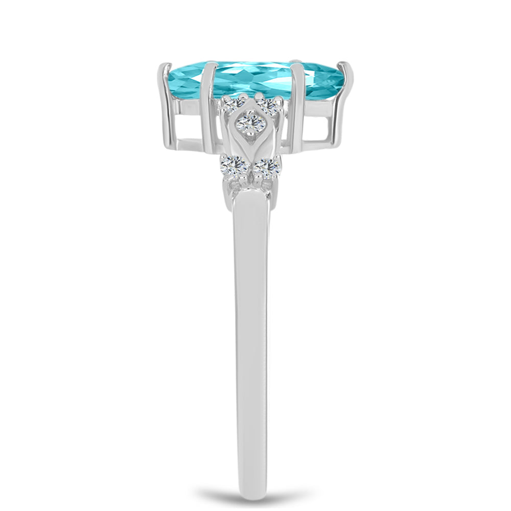 Silberring mit Paraiba Quarz und weißem Topas