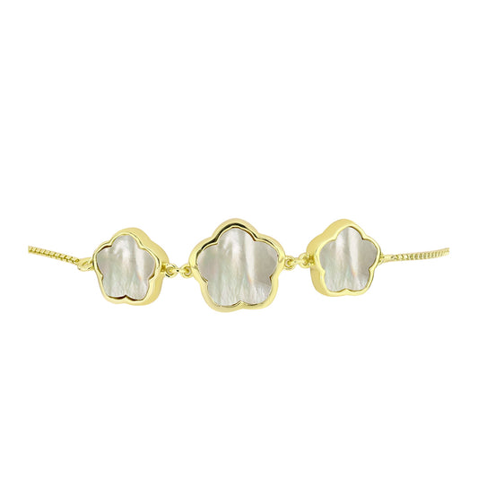 Goldplattiertes Silberarmband mit Perlmutt