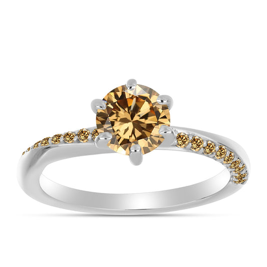 Silberring mit Champagnerfarbenem Moissanit