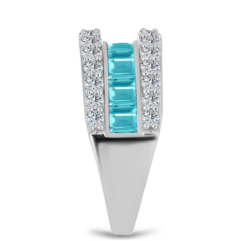 Silberring mit Paraiba Quarz und weißem Topas