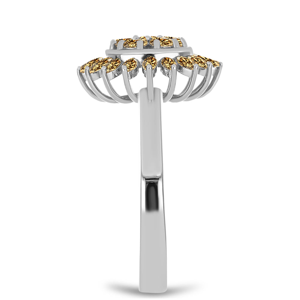 Silberring mit Champagnerfarbenem Moissanit