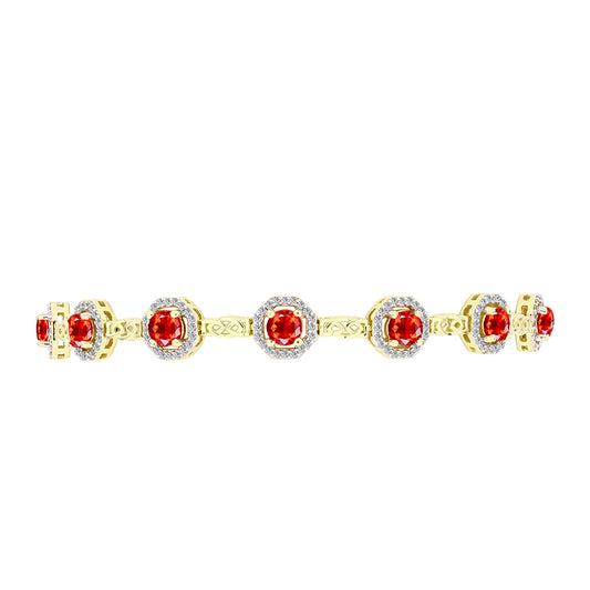Goldplattiertes Silberarmband mit äthiopischem rotem Opal aus Lega Dembi und weißem Topas