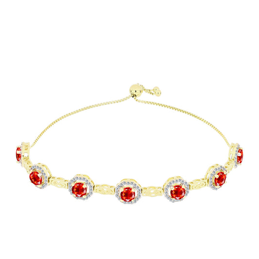 Goldplattiertes Silberarmband mit äthiopischem rotem Opal aus Lega Dembi und weißem Topas