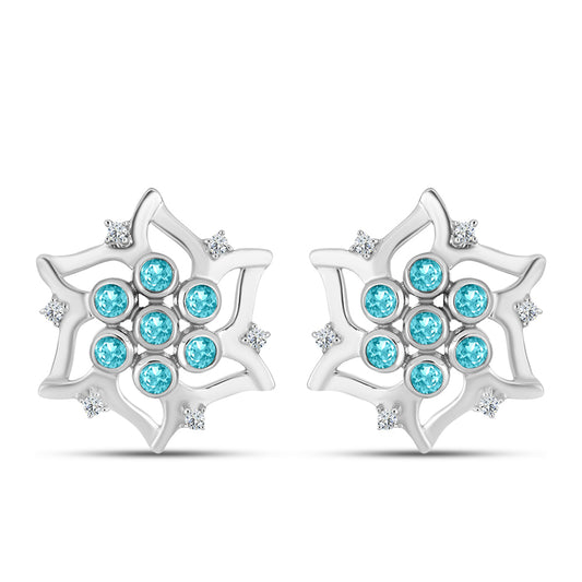 Silberohrringe mit Paraiba Quarz und weißem Topas