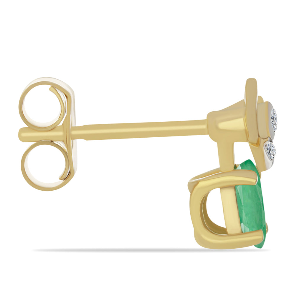 Goldplattierte Silberohrringe mit brasilianischem Smaragd und weißem Zirkon