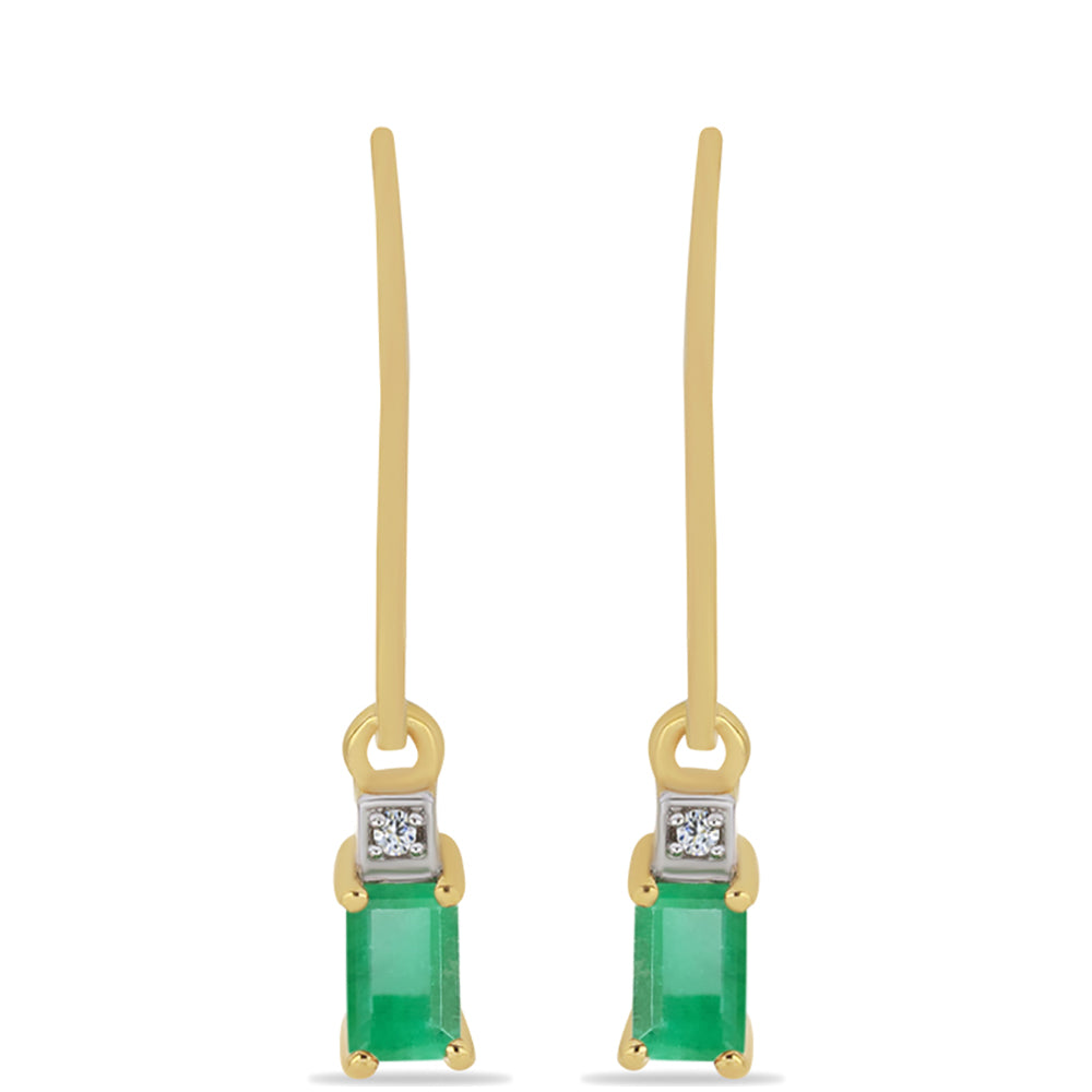 Goldplattierte Silberohrringe mit brasilianischem Smaragd und weißem Zirkon