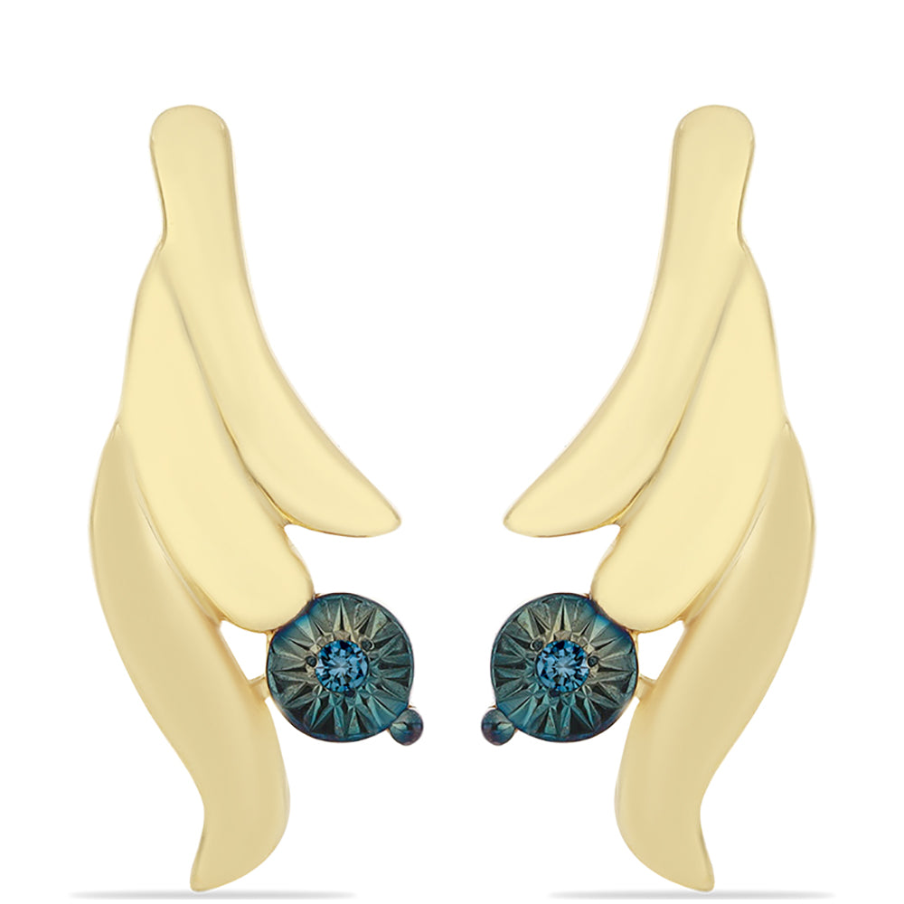 Goldplattierte Silberohrringe mit blauem Diamant