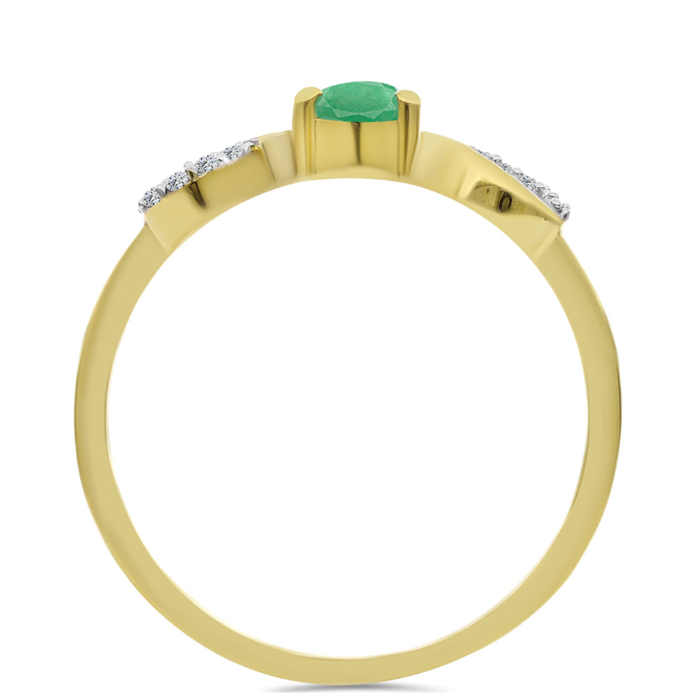 Goldplattierter Silberring mit brasilianischem Smaragd und weißem Zirkon