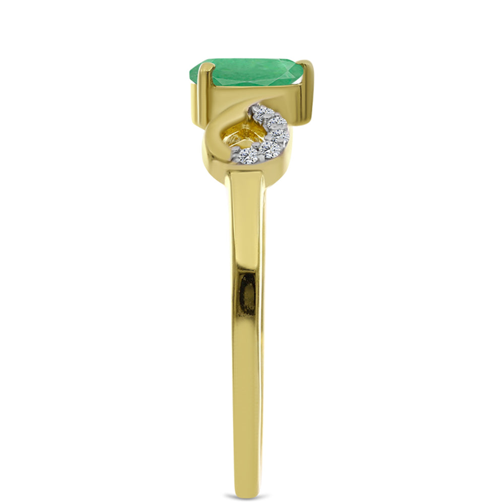 Goldplattierter Silberring mit brasilianischem Smaragd und weißem Zirkon